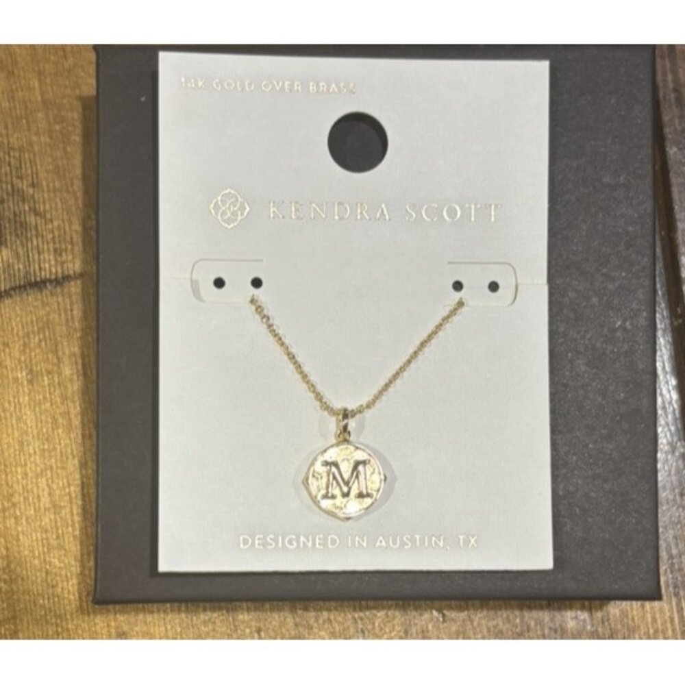 Kendra Scott Letter “M” Pendent 14k Gold Plated Brass Reversible Necklace - Picture 2 of 4